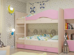 Кровать 2-х ярусная Мая с ящиками на латофлексах розовая в Очёре - ochyor.magazinmebel.ru | фото