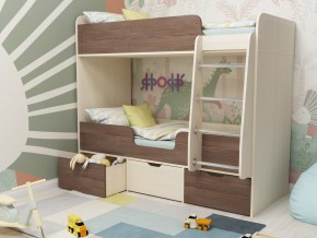 Кровать двухъярусная Малыш двойняшка дуб молочный-бодега в Очёре - ochyor.magazinmebel.ru | фото